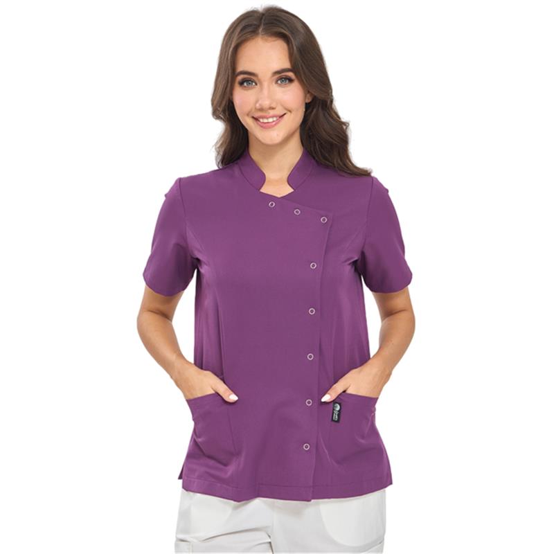 GUOER Medical Scrub Tops, Mandarin Collar Purple-AM2506