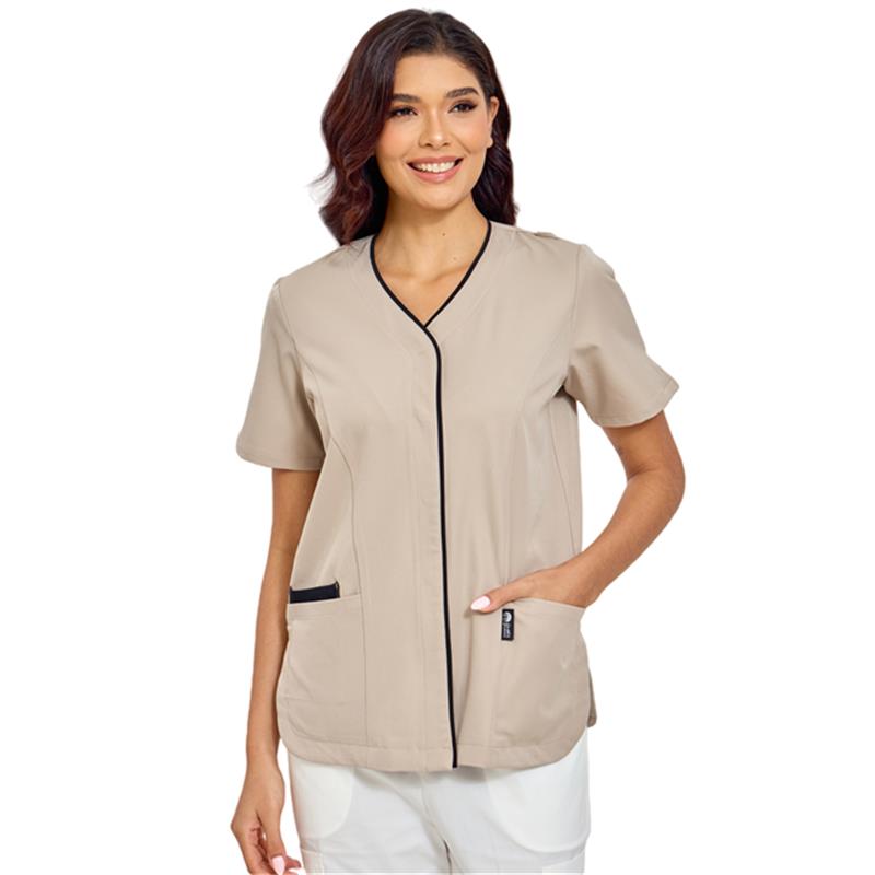 GUOER Scrub Tops for Women, V-Neck Khaki-AM2502 