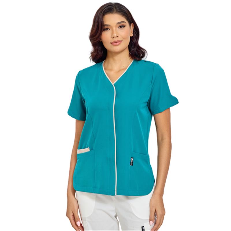 GUOER Scrub Tops for Women, V-Neck Teal Green-AM2502 