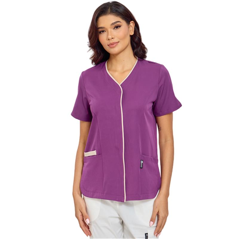 GUOER Scrub Tops for Women, V-Neck Purple-AM2502 