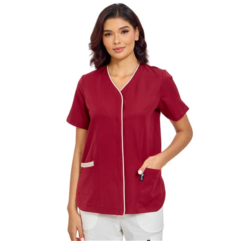 GUOER Scrub Tops for Women, V-Neck Wine-AM2502 
