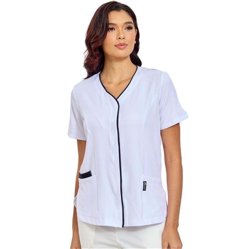 GUOER Scrub Tops for Women, V-Neck White-AM2502 